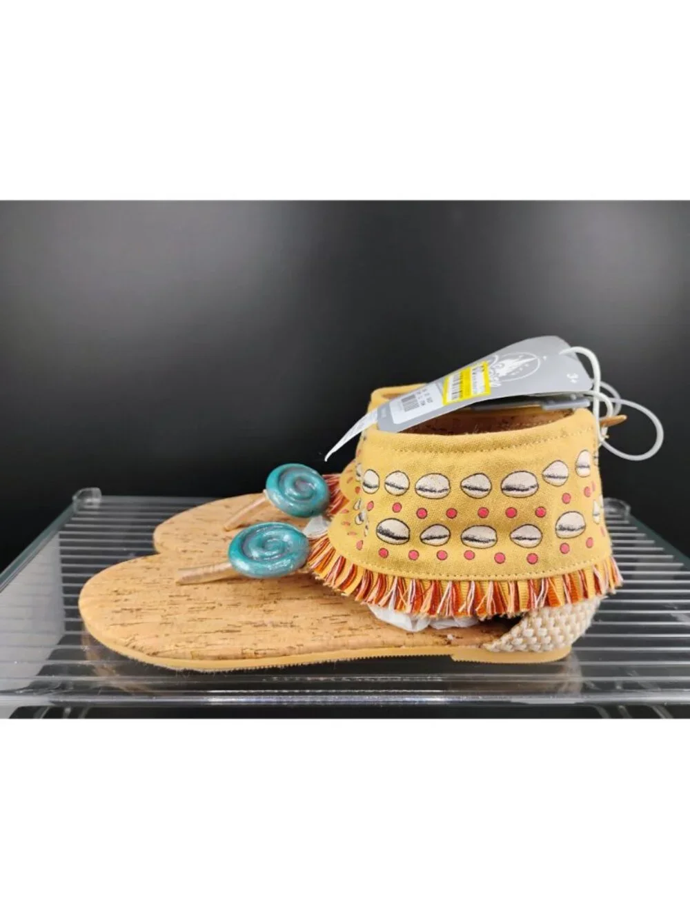Disney Kids Sandals Yellow Polka Dot Design Size 13/1 Cork Sole